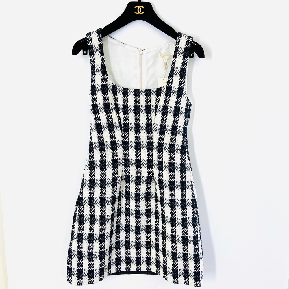 MAJE Black & White Tweed Houndstooth dress